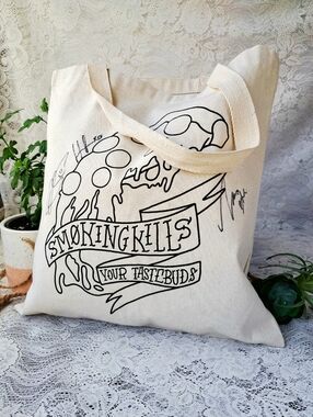 Signed Natural Canvas Tote Truth Bag Smoking Kills Your Tastebuds Like New Large